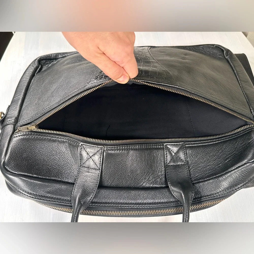New real leather laptop, travel bag crocodile snake texture work business mens